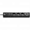 Brennenstuhl Multiprise hugo! Noire - 3 prises + 2 prises USB - avec parafoudre et 2m de câble (19.500A)