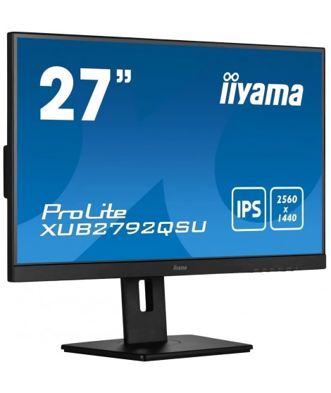 Ecran PC - IIYAMA XUB2792QSU-B5 - 27 WQHD - Dalle IPS - 5 ms - 75Hz - HDMI  / DisplayPort / DVI