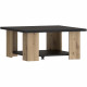 Table basse PILVI 2 Plateaux - Style contemporain - Particules mélaminé - Décor Chene et noir - L 67 x P 67 x H 31 cm