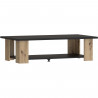 Table basse PILVI 2 Plateaux - Style contemporain - Particules mélaminé - Décor Chene et noir - L 110 x P 60 x H 31 cm