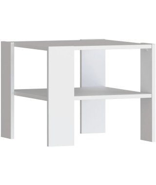 Table basse PILVI 2 Plateaux - Style contemporain - Particules mélaminé - Décor Blanc - L 55 x P 55 x H 45 cm