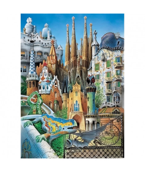 Puzzle 1000 pieces COLLAGE GAUDI - EDUCA - Architecture et monument - Espagne