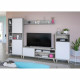 Ensemble meuble TV modulable Zoe : Meuble TV + 2 Vitrines - Ouverture PUSH - Mélamine - Décor Blanc et ciment - L260 x P33 x …