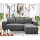 Canapé d'angle convertible réversible 3-4 places PHARELL - velours côtelé Anthracite - Coffre de rangement - L224 x P155 x H8…