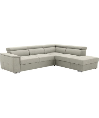 Canapé d'angle convertible réversible 3-4 places DAYTONA -  Tissu Beige - Coffre de rangement - L 260 x P 218 x H 77 cm