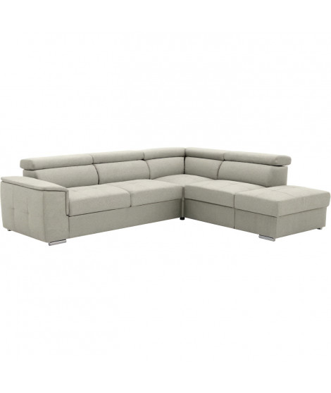 Canapé d'angle convertible réversible 3-4 places DAYTONA -  Tissu Beige - Coffre de rangement - L 260 x P 218 x H 77 cm