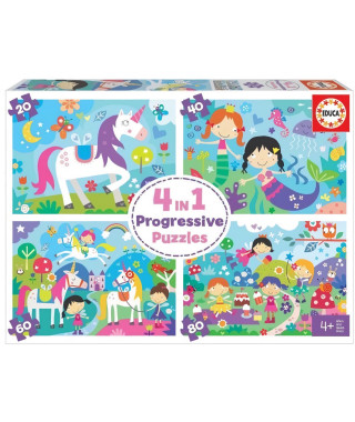 MULTI 4 EN 1 JUNIOR - AMIS FANTASTIQUES - 4 puzzles progressifs