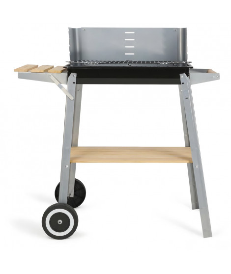 LIVOO Feel good moments - Barbecue charbon finition bois - Gris - Barbecue charbon finition bois
