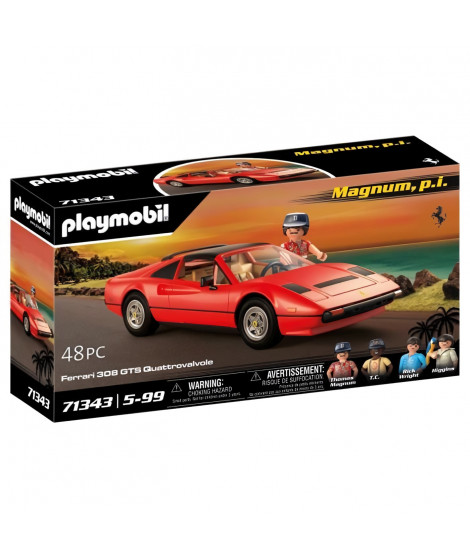 PLAYMOBIL - Voiture de collection Magnum Ferrari 308GTS - Classic Cars - 48 pieces