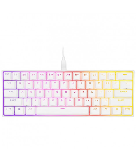 Clavier mécanique Gaming - CORSAIR - K65 RGB Mini 60% - Format compact - RGB - CHERRY MX Red - Blanc - (CH-9194110-FR)