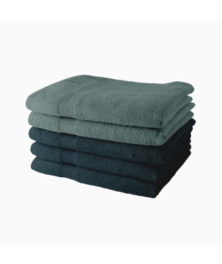 Lot de 5 Draps de Bain TODAY 70x130 cm 100% Coton - 3 paon + 2 celadon