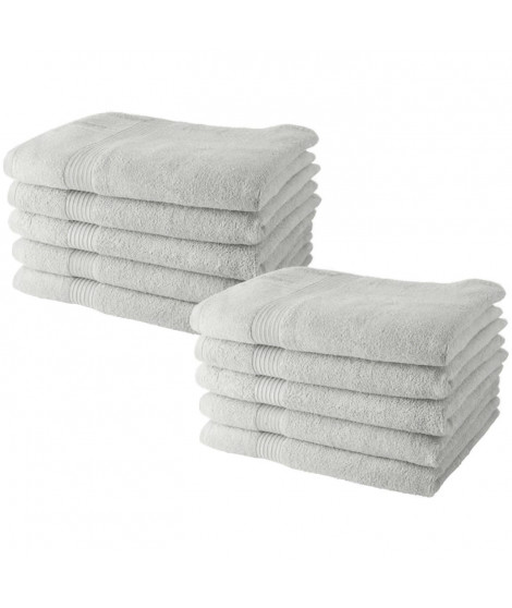 Lot de 10 serviettes de Toilette TODAY 50x90 cm 100% Coton - Craie