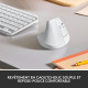 Souris Sans Fil Logitech Lift Ergonomique Verticale, Bluetooth ou récepteur USB Logi Bolt, Silencieuse - Blanc cassé