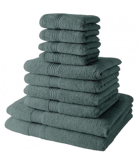 Lot de 4 Serviettes de bain TODAY 30x50 + 4 Serviettes de bain50x90 + 2 Draps de bain 70x130 cm 100% Coton - Céladon