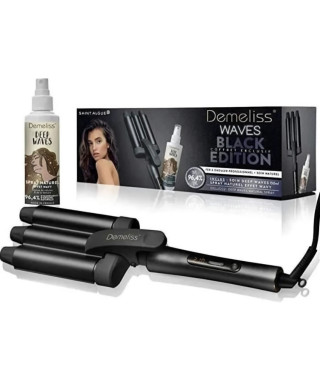 Coffret fer a onduler - SAINT ALGUE - Demeliss WAVES BLACK - Soin inclus - Effet wavy sorti de plage