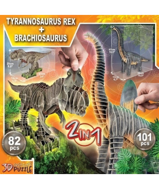 2 IN 1 T-REX + BRACHIOSAURUS 3D CREATURE PUZZLE