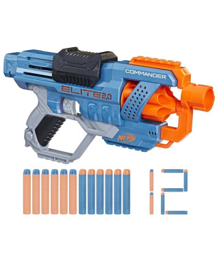 Nerf Elite 2.0, blaster Commander RC-6, 12 fléchettes Nerf Elite, barillet rotatif 6 fléchettes, personnalisable