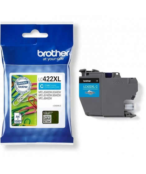 Cartouche LC422XLC - BROTHER - Cyan - 1500 p - Pour Business Smart MFC-J5340DW, MFC-J5345DW, MFC-J5740DW, MFC-J6540DW et MFC-…