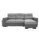 Canapé d'angle convertible réversible 3 places JAMES - L 245 x H 91 x P 139 cm - Coffre et 2 poufs - Anthracite et gris