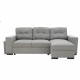 Canapé d'angle convertible réversible 3 places  JAMES -  L 245 x H 91 x P 139 cm - Coffre et 2 poufs Gris