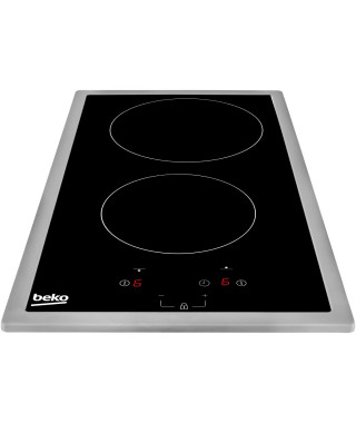 Plaque de cuisson vitrocéramique BEKO HDMC32400TX - 2 foyers - 3000W - L28,8 x P51cm - Noir