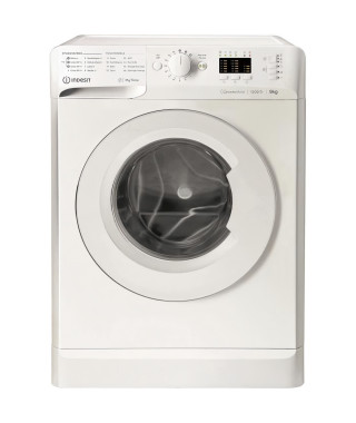 Lave-linge hublot INDESIT MTWA91295WFR MyTime - 9 kg - Induction - L60cm - 1200 trs/min - Classe B - Blanc