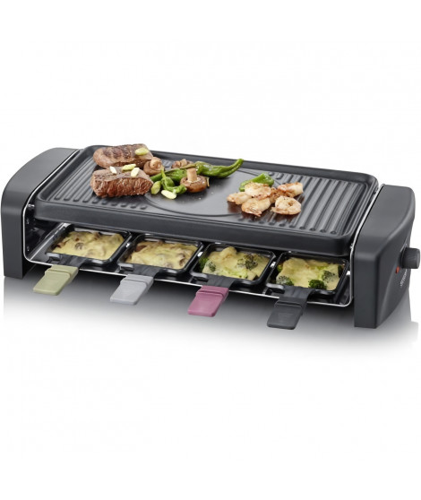 SEVERIN RG9646 Appareil a raclette 8 personnes 1 400 W - Plaque de cuisson rainurée et lisse 41,5 x 21 cm antiadhésive - Noir…