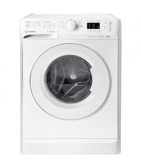 Lave-linge hublot INDESIT MTWA81295WEU MyTime - 8 kg - Induction - L60cm - 1200 trs/mIn - Classe B - Blanc