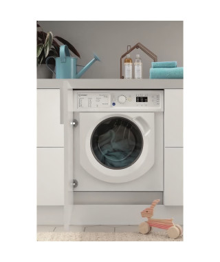 Lave-linge séchant tout intégrable INDESIT BIWDIL861485EU - 8/6 kg - Induction - L60cm - 1400trs/min - Blanc