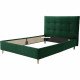 Lit adulte LONY - Couchage 140x190 cm - Tissu velours mat Vert - Structure bois - Sans sommier - L152 x H112 x P199 cm