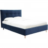 Lit adulte LONY - Couchage 140x190 cm - Tissu velours mat Navy - Structure bois - Sans sommier - L152 x H112 x P199 cm