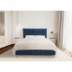 Lit adulte LONY - Couchage 140x190 cm - Tissu velours mat Navy - Structure bois - Sans sommier - L152 x H112 x P199 cm