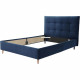 Lit adulte LONY - Couchage 140x190 cm - Tissu velours mat Navy - Structure bois - Sans sommier - L152 x H112 x P199 cm