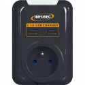 INFOSEC - S1 USB NEO - Parasurtenseur 1 Prise FR + 2 ports USB - Garantie 2 ans