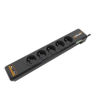 INFOSEC - S5 USB NEO - Parasurtenseur 5 Prises FR + 2 ports USB - Garantie 2 ans