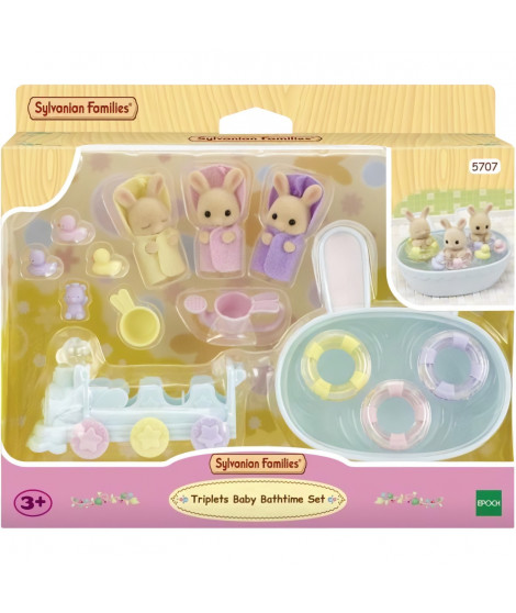 Figurines miniatures - SYLVANIAN FAMILIES - 5707 - Les triplés Lapin Creme et accessoires de bain