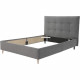 Lit adulte LONY - Couchage 140x190 cm - Tissu velours mat Anthracite - Structure bois - Sans sommier - L152 x H112 x P199 cm