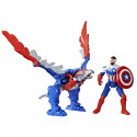 Marvel Mech Strike Mechasaurs, figurine Captain America de 10 cm avec Redwing Mechasaur, jouet de super-héros