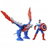 Marvel Mech Strike Mechasaurs, figurine Captain America de 10 cm avec Redwing Mechasaur, jouet de super-héros