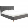 Lit adulte LONY - Couchage 160x200 cm - Tissu velours mat Anthracite - Structure bois - Sans sommier - L167 x H112 x P210 cm