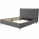 Lit adulte LONY - Couchage 160x200 cm - Tissu velours mat Anthracite - Structure bois - Sans sommier - L167 x H112 x P210 cm