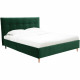 Lit adulte LONY - Couchage 160x200 cm - Tissu velours mat Vert - Structure bois - Sans sommier - L167 x H112 x P210 cm