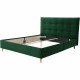 Lit adulte LONY - Couchage 160x200 cm - Tissu velours mat Vert - Structure bois - Sans sommier - L167 x H112 x P210 cm