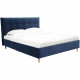 Lit adulte LONY - Couchage 160x200 cm - Tissu velours mat Navy - Structure bois - Sans sommier - L167 x H112 x P210 cm