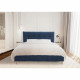 Lit adulte LONY - Couchage 160x200 cm - Tissu velours mat Navy - Structure bois - Sans sommier - L167 x H112 x P210 cm