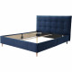 Lit adulte LONY - Couchage 160x200 cm - Tissu velours mat Navy - Structure bois - Sans sommier - L167 x H112 x P210 cm