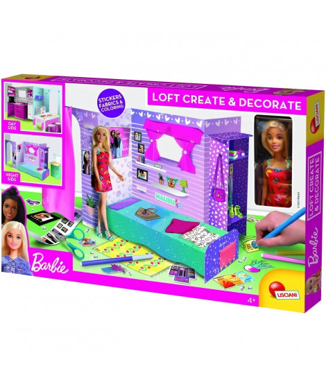 Loft a monter et a décorer éco responsable - Barbie - en carton rigide avec poupéé Barbie - LISCIANI