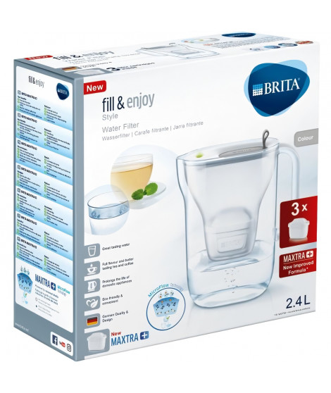 Carafe filtrante BRITA - Style grise - 3 cartouches MAXTRA+ incluses