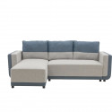 Canapé d'angle convertible réversible ELROY 3-4 places - Tissu gris et bleu - L231 x H85 x P154 cm