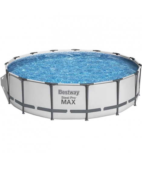 Kit Piscine hors sol tubulaire BESTWAY Steel Pro Max- 457 x 107 cm - Ronde (Avec pompe de filtration, échelle + bâche)